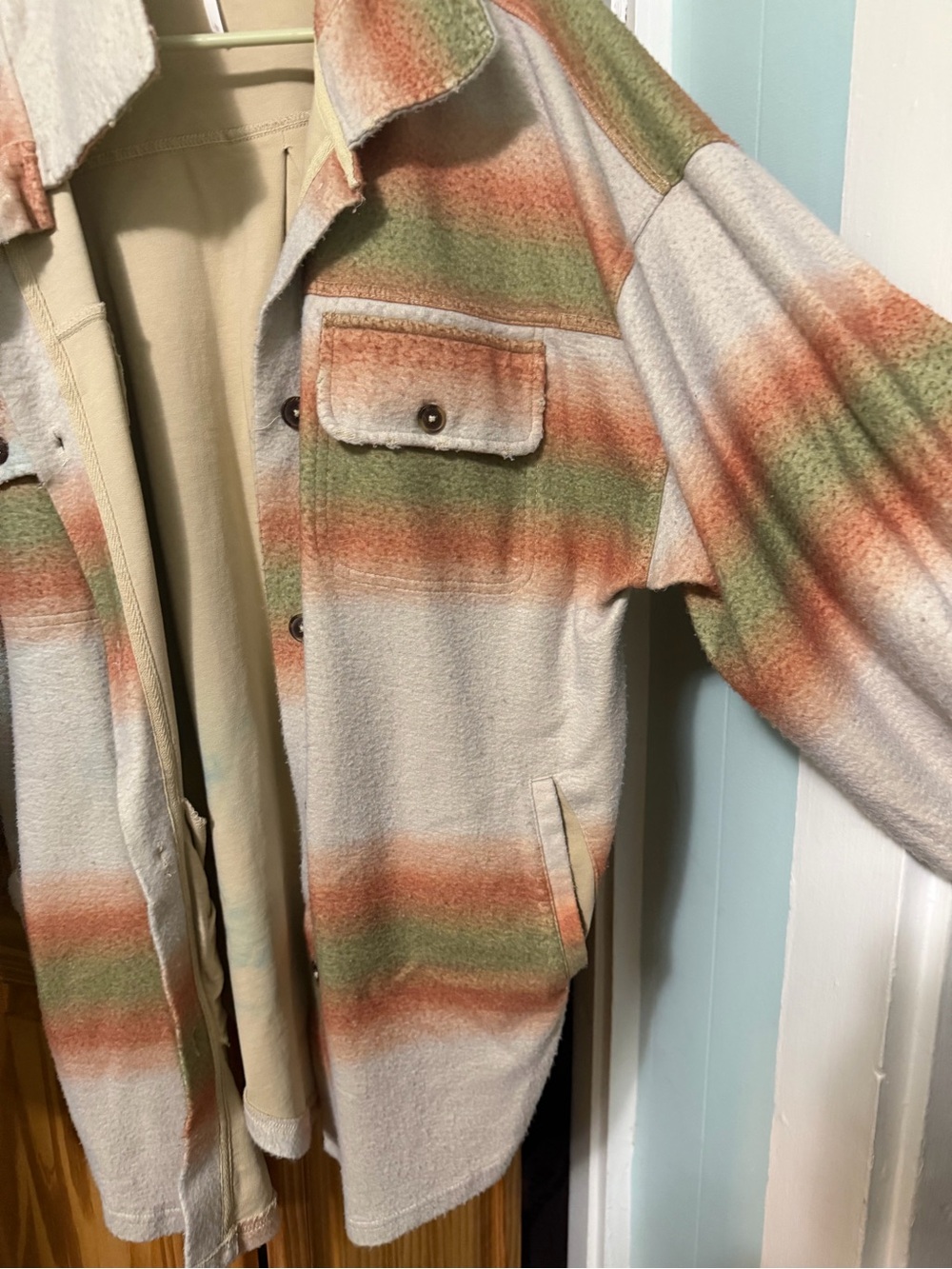 Free People Striped Ruby Jacket in Cream, Green & Rust - Picture 4 of 8